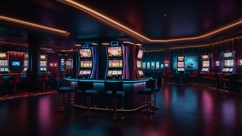Schermi promozionali e gettoni bonus in un ambiente casinò con tema leopardo